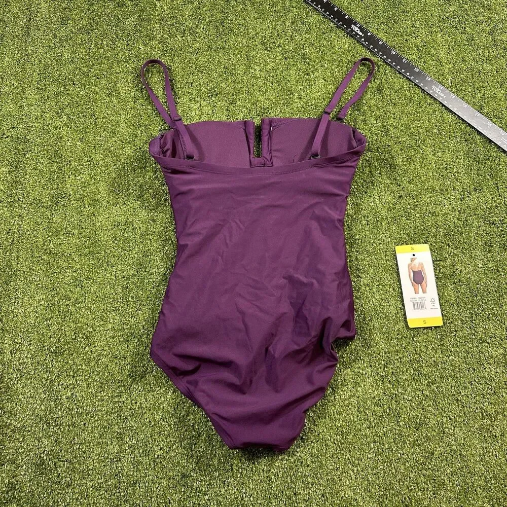 New DKNY Womens S Purple 1 Piece Swimming Bathing Suit Swimsuit - Picture 7 of 9